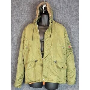 Vintage Toy Machine N-3B Snorkel Parka Jacket Mens‎ Small Green Faux Fur Skater